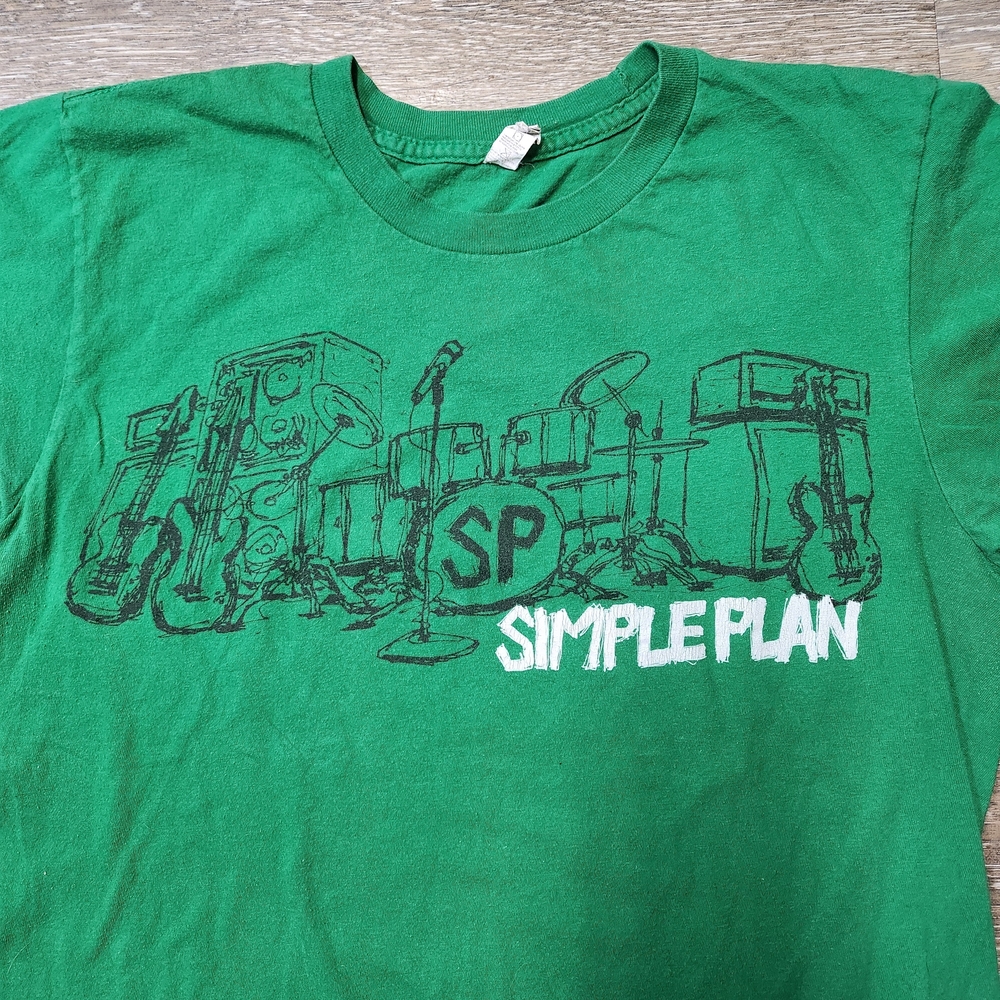 Simple Plan Band Tour Tee. Alstyle Green Graphic Tee Vintage 2012 - Picture 3 of 5